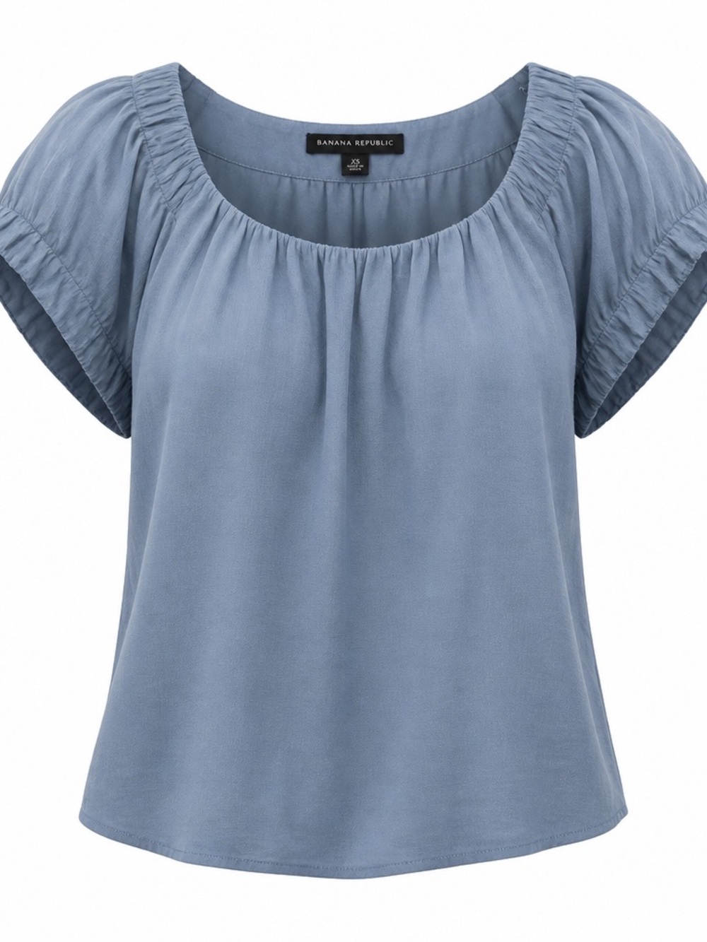 Banana Republic Dusty Blue Short Sleeve Peasant Blouse